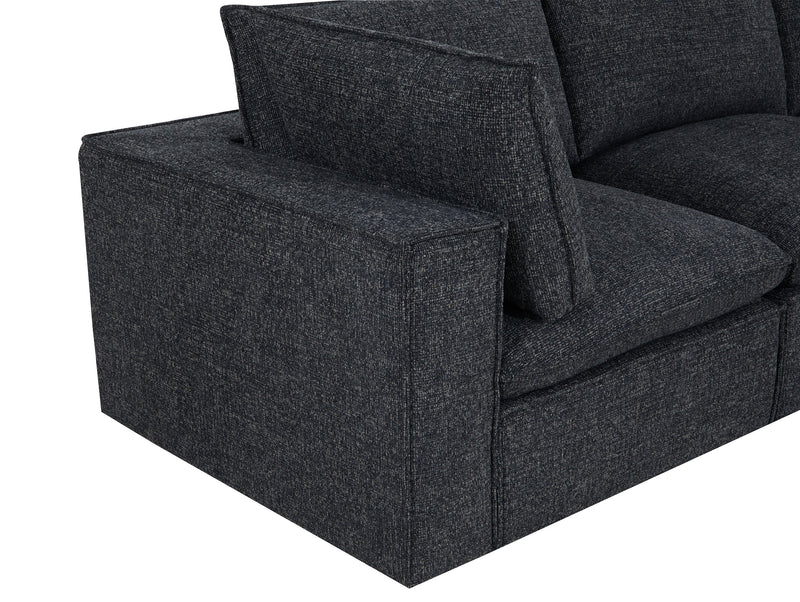 Fusion Modular 4-Piece Charcoal Grey Chenille Fabric Sectional with Removable Feather Down Back Cushions