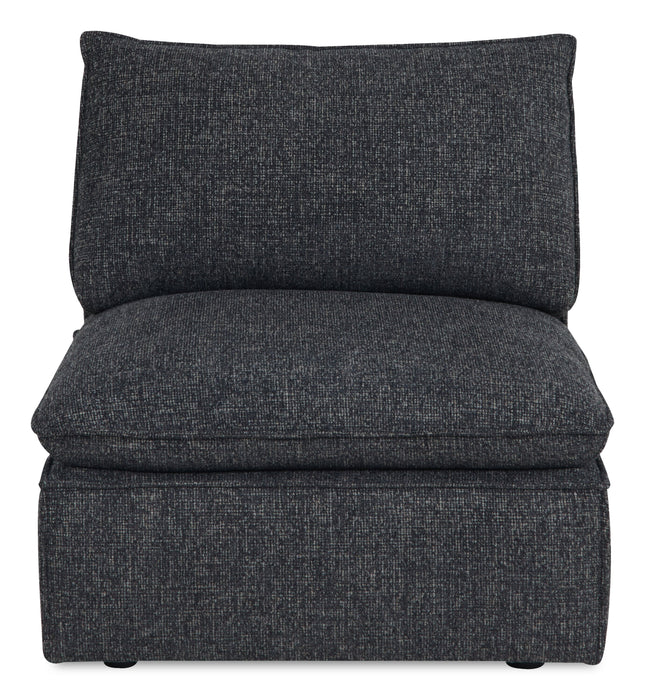 Fusion Modular 4-Piece Charcoal Grey Chenille Fabric Sectional with Removable Feather Down Back Cushions