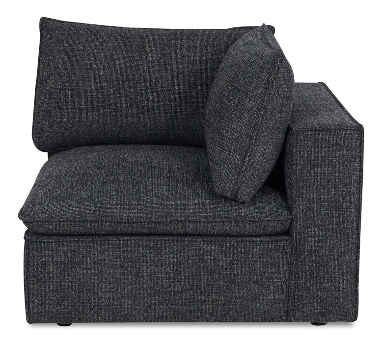 Fusion Modular 4-Piece Charcoal Grey Chenille Fabric Sectional with Removable Feather Down Back Cushions