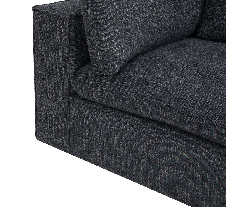 Fusion Modular 116.92\" Charcoal Grey Chenille Fabric Sofa with Removable Feather Down Back Cushions