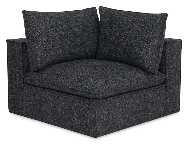 Fusion Modular 116.92\" Charcoal Grey Chenille Fabric Sofa with Removable Feather Down Back Cushions