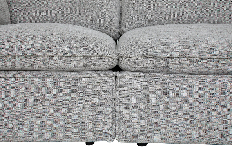 Fusion Modular 5-Piece Silver Grey Chenille Fabric Sectional with Feather Down Cushions and Ottoman
