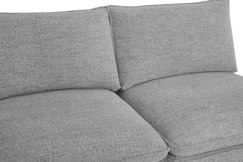 Fusion Modular 5-Piece Silver Grey Chenille Fabric Sectional with Feather Down Cushions and Ottoman