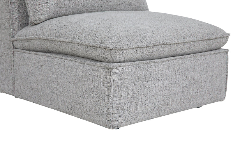 Fusion Modular 33.46\" Silver Grey Chenille Fabric Armless Chair with Removable Feather Down Cushion