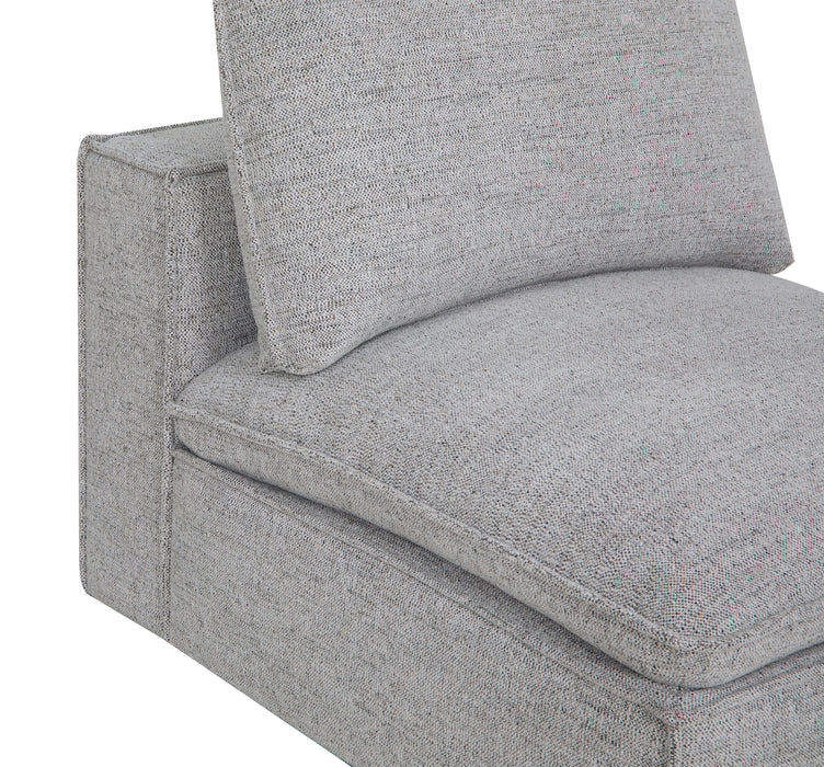 Fusion Modular 33.46\" Silver Grey Chenille Fabric Armless Chair with Removable Feather Down Cushion
