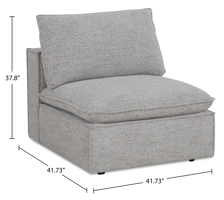 Fusion Modular 33.46\" Silver Grey Chenille Fabric Armless Chair with Removable Feather Down Cushion
