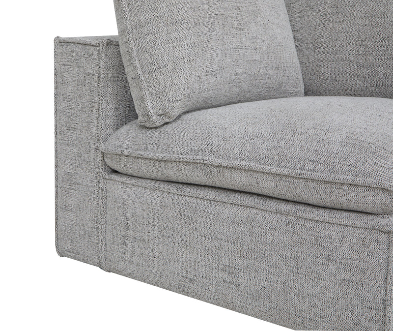 Fusion Modular 41.73\" Silver Grey Chenille Fabric Corner Chair with Removable Back Feather Down Cushion