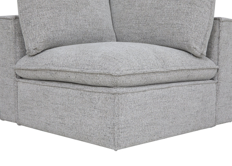 Fusion Modular 41.73\" Silver Grey Chenille Fabric Corner Chair with Removable Back Feather Down Cushion