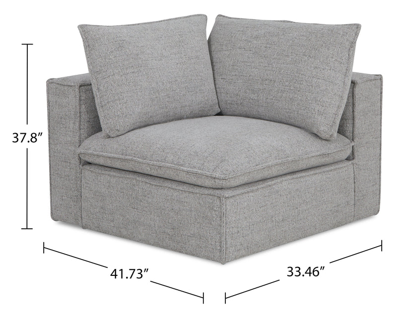 Fusion Modular 41.73\" Silver Grey Chenille Fabric Corner Chair with Removable Back Feather Down Cushion