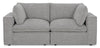 Fusion Modular 83.46\" Silver Grey Chenille Fabric Loveseat with Removable Feather Down Back Cushions