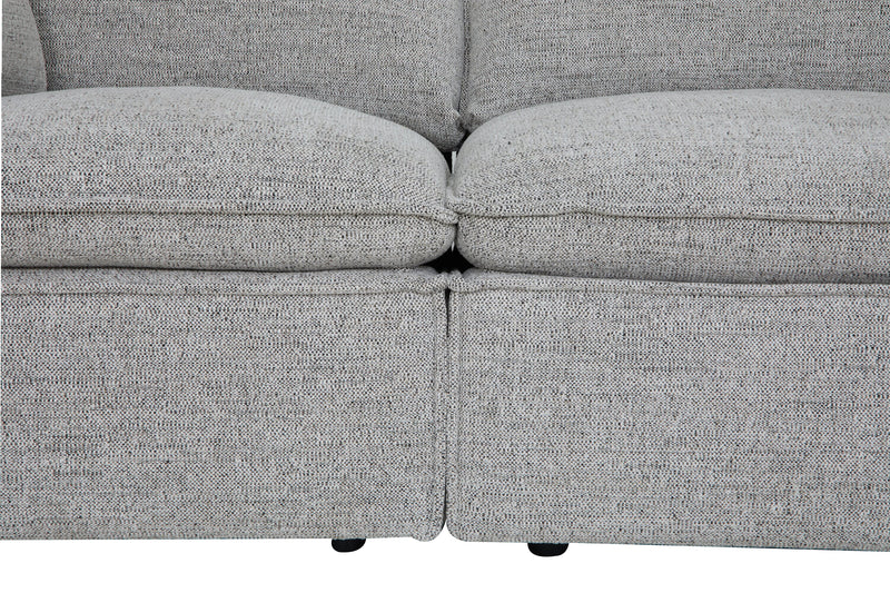 Fusion Modular 4-Piece Silver Grey Chenille Fabric Sectional with Removable Feather Down Back Cushions