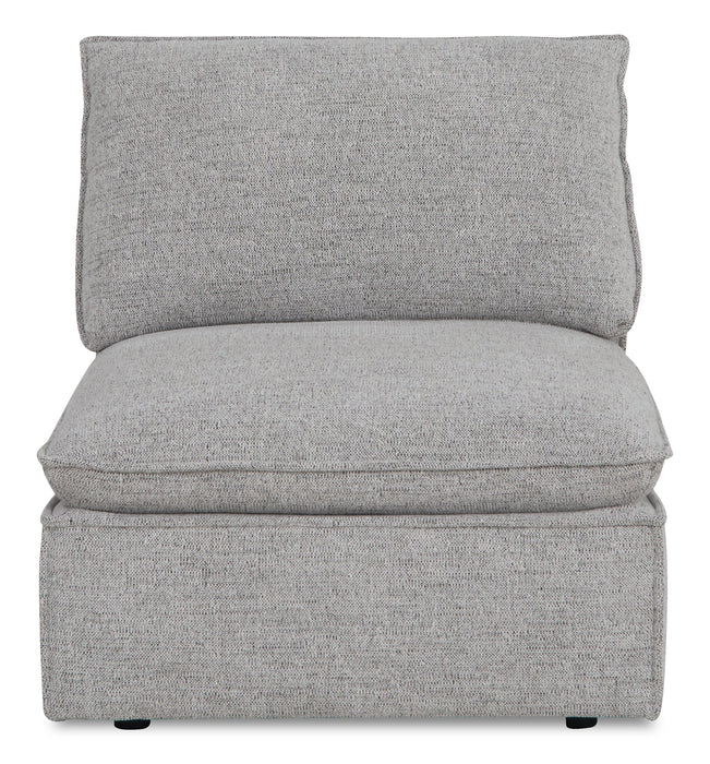 Fusion Modular 5-Piece Silver Grey Chenille Fabric Sectional with Removable Feather Down Back Cushions