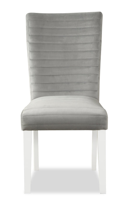Garbo Dining Chair with Velvet Fabric, Wood - Grey