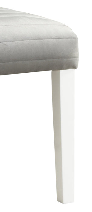 Garbo 5pc Dining Set with Table & 4 Chairs, Glass Insert, Pedestal Base, Glam, 78.75\"W - White