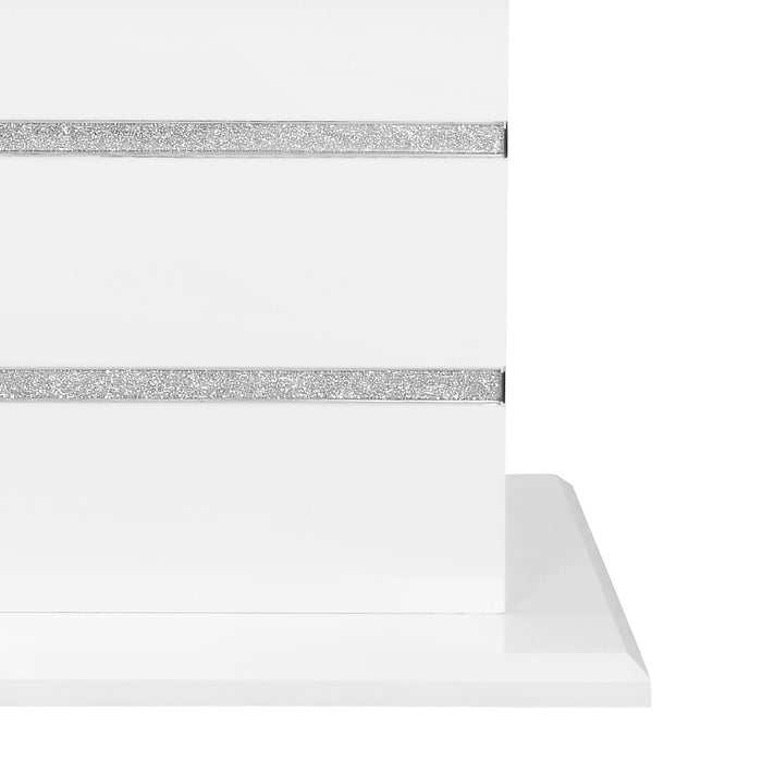 Garbo Dining Table with Glass Insert, Pedestal Base, Glam, 78.75\"W - White