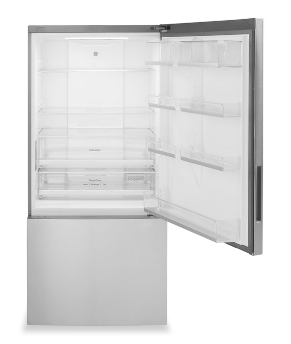 GE 31\" 17.7 Cu. Ft. Counter-Depth Bottom-Freezer Refrigerator - Stainless Steel - GBE17HYRFS