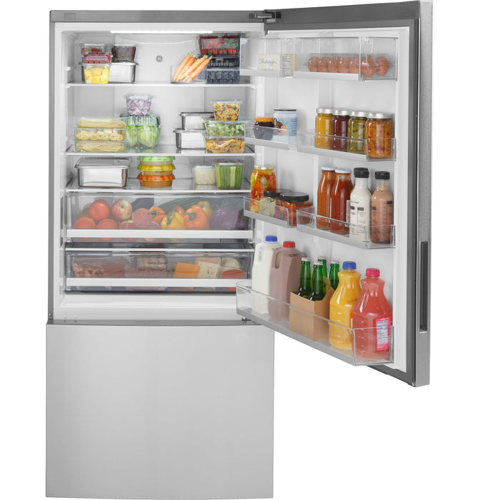 GE 31\" 17.7 Cu. Ft. Counter-Depth Bottom-Freezer Refrigerator - Stainless Steel - GBE17HYRFS