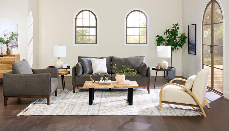 Cindy Crawford Home Gena 38.5\" Linen-Look Fabric Chair with Removable Back Cushion - Charcoal Grey