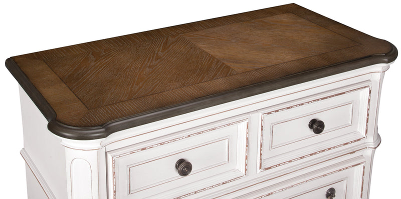 Grace Bedroom Chest of Drawers with Lift-Top Storage Tray, 5-Drawer, 38\"W x 52\"H - Antique White