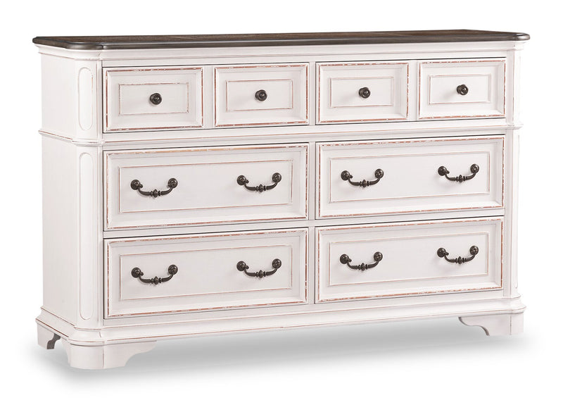 Grace Bedroom 6-Drawer Dresser, 64\"W x 40\"H - Antique White
