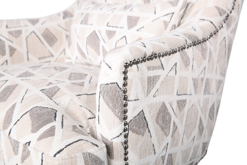 Haden 30\" Chenille Fabric Accent Chair with Wood Base and Nailhead Trim - Angelou Linen Multicolour