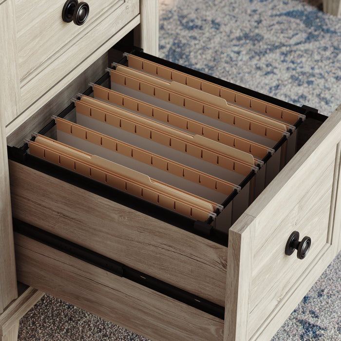 Hammond 67.56\" Commercial Grade Executive Office Desk with 7-Drawers - Chalk Oak