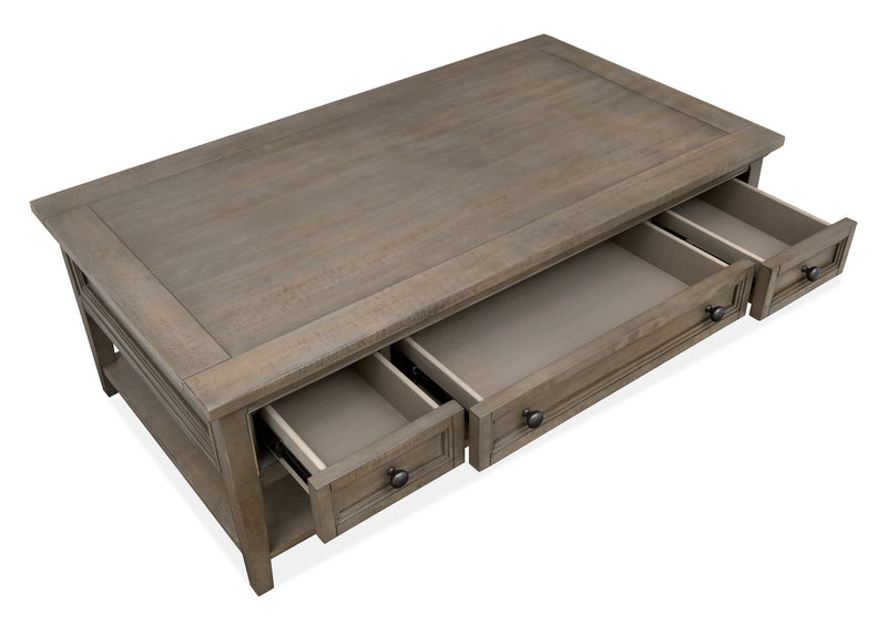 Hanson 50” Traditional Pine Coffee Table with Storage and Casters - Dovetail Grey