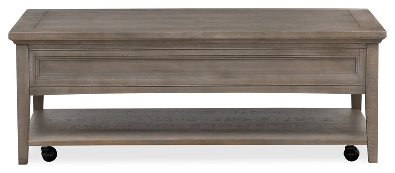 Hanson 50” Traditional Pine Coffee Table with Storage and Casters - Dovetail Grey