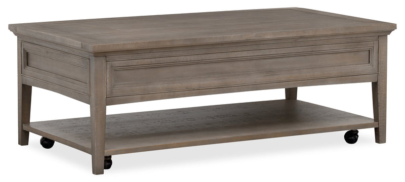 Hanson 50” Traditional Pine Coffee Table with Storage and Casters - Dovetail Grey