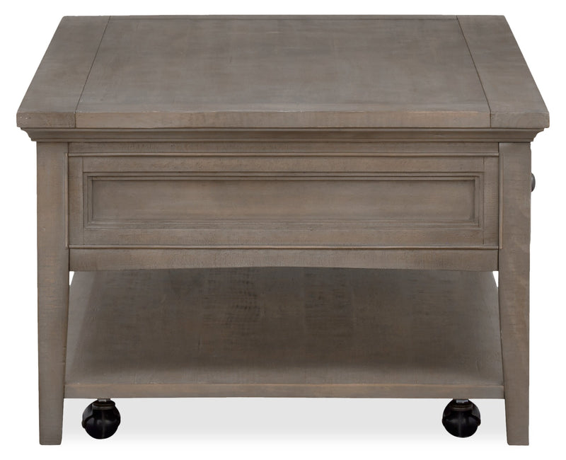 Hanson 50” Traditional Pine Coffee Table with Storage and Casters - Dovetail Grey