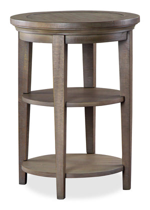 Hanson 18” Round Traditional Pine End Table - Dovetail Grey