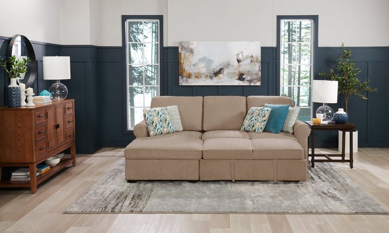 Scott Living Haven 2-Piece Left-Facing Chenille Fabric Sleeper Sectional with Storage Chaise - Taupe