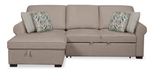 Scott Living Haven 2-Piece Left-Facing Chenille Fabric Sleeper Sectional with Storage Chaise - Taupe