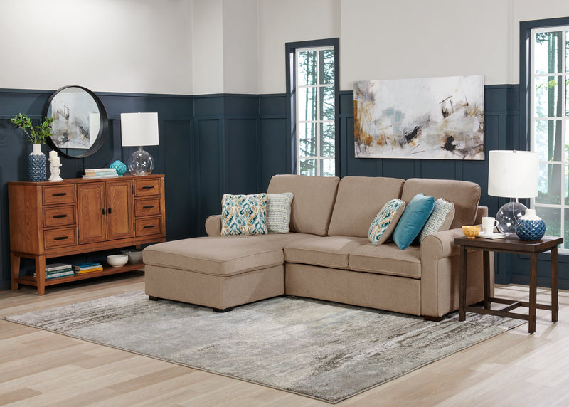 Scott Living Haven 2-Piece Left-Facing Chenille Fabric Sleeper Sectional with Storage Chaise - Taupe