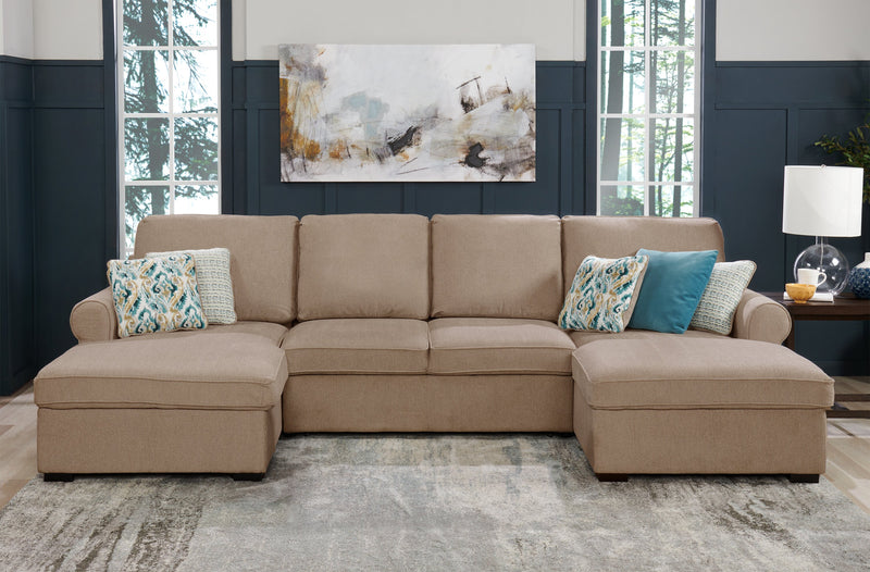Scott Living Haven 3-Piece Chenille Fabric Sleeper Sectional with Two Storage Chaises - Taupe