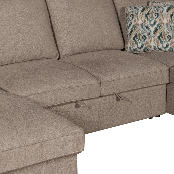 Scott Living Haven 3-Piece Chenille Fabric Sleeper Sectional with Two Storage Chaises - Taupe