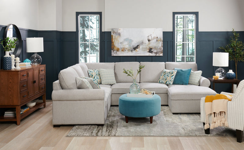 Scott Living Haven 3-Piece Right-Facing Chenille Fabric Sleeper Sectional with Storage Chaise - Grey