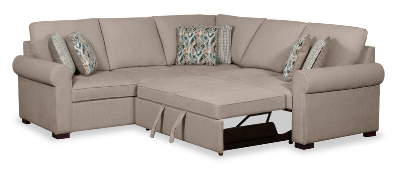 Scott Living Haven 2-Piece Right-Facing Chenille Fabric Sleeper Sectional - Taupe