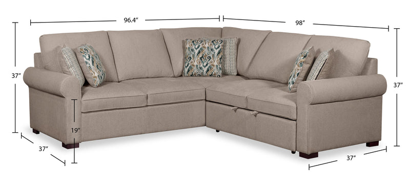 Scott Living Haven 2-Piece Right-Facing Chenille Fabric Sleeper Sectional - Taupe