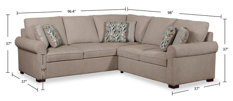 Scott Living Haven 2-Piece Left-Facing Chenille Fabric Sectional - Taupe