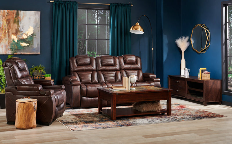 Hugo 73\" Genuine Leather Power Reclining Loveseat with Power Headrests, Storage Console and USB Ports - Brown