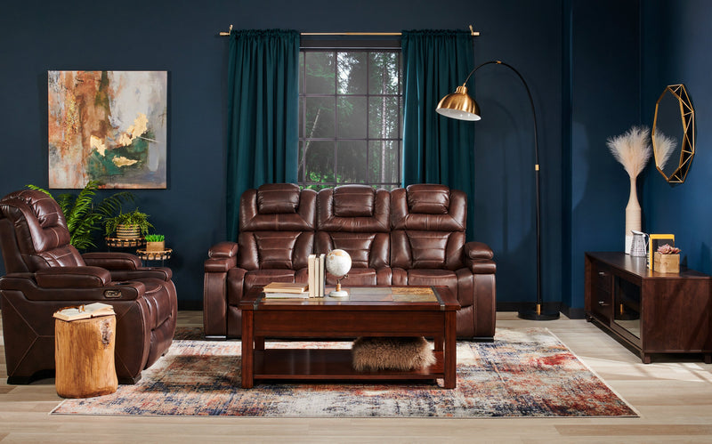 Hugo 73\" Genuine Leather Power Reclining Loveseat with Power Headrests, Storage Console and USB Ports - Brown