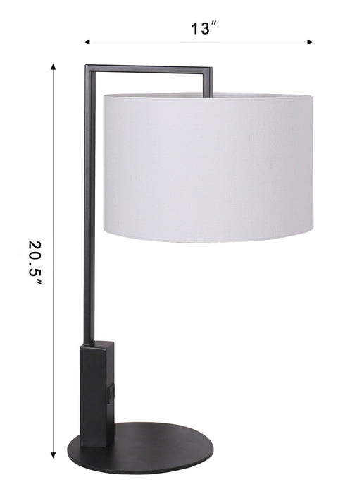 Kort & Co. Jax Matte Black and Gold 2-Piece Set - with Table and Floor Lamp and USB Charging