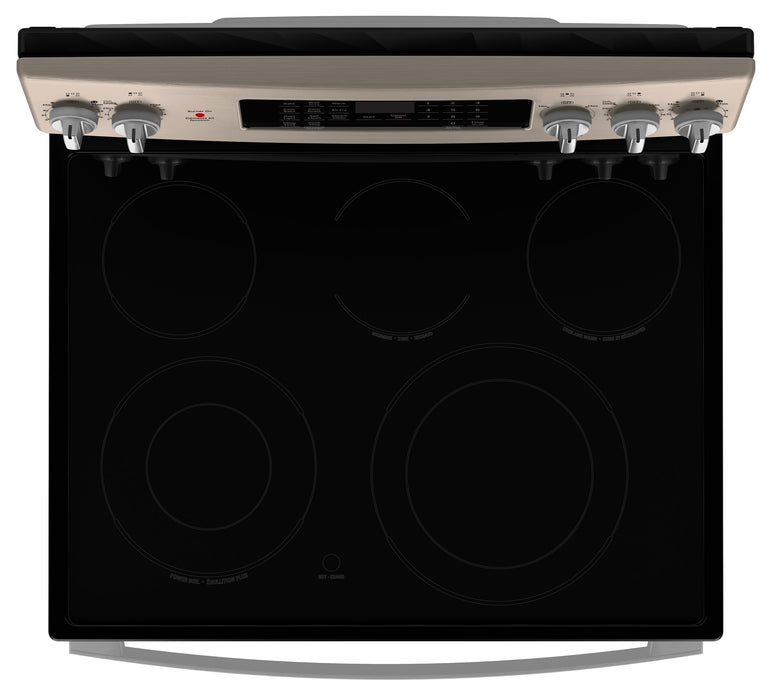 GE 5 Cu. Ft. Electric Range with True European Convection and Air Fry - Slate - JCB840ETES