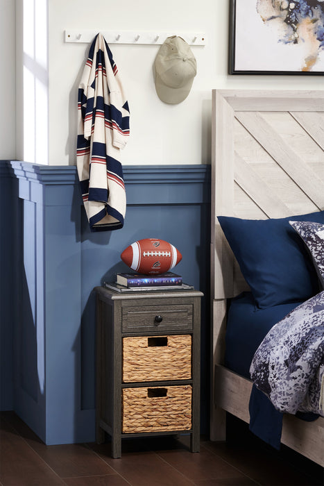 Jon 15.5\" Chairside Table with 2 Baskets & Drawer - Distressed Grey