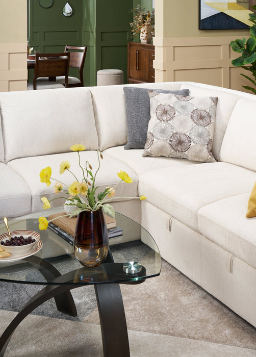 Jorja 34.75\" Modern Glass Top Coffee Table - Brown with Bentwoood Legs