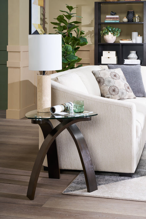 Jorja 23.25\" Modern Glass Top End Table - Brown with Bentwoood Legs