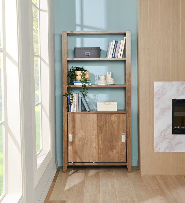 Jude 36\" 3-Shelf Bookcase with Cabinet- Hazelnut