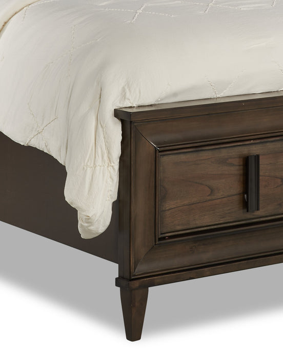 Kane Platform Storage Bed with Headboard & Frame, Vegan Leather, Brown - Queen Size