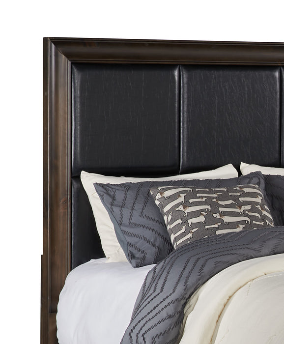 Kane Platform Storage Bed with Headboard & Frame, Vegan Leather, Brown - Queen Size